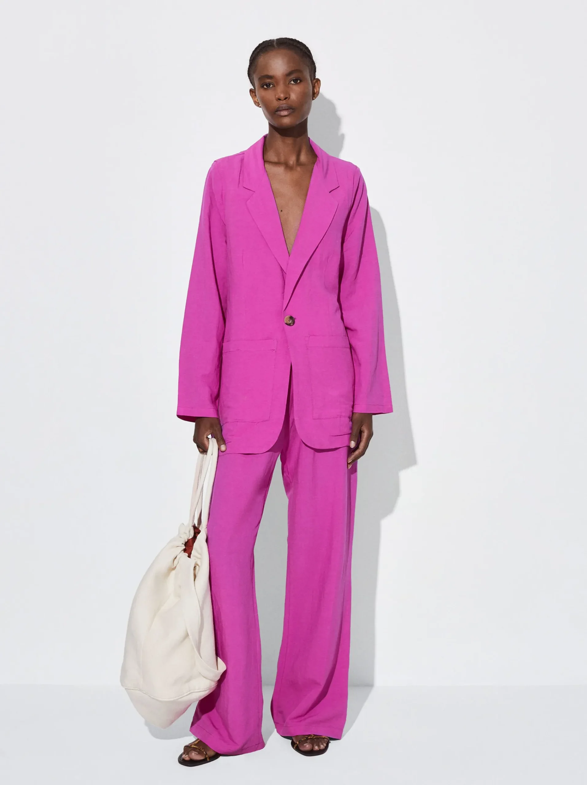 PARFOIS Schultertaschen>Weite Leinenhose Fuchsia