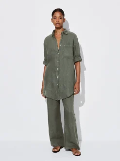PARFOIS Ohrklemme>Weite Leinenhose Khaki