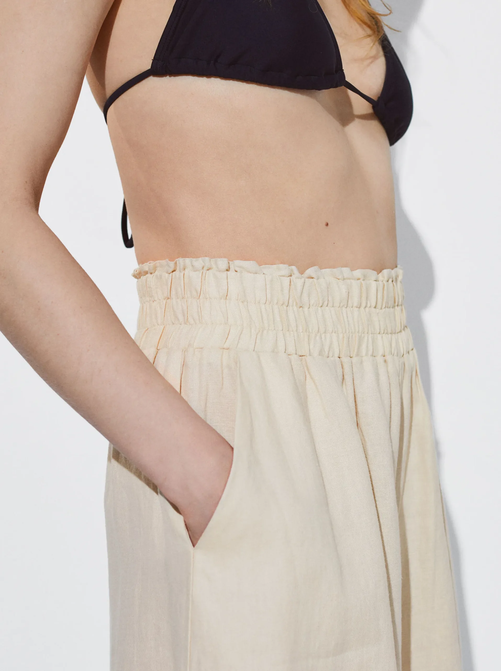 PARFOIS Schultertaschen>Weite Leinenhose Ekrü