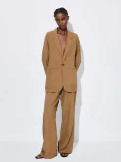PARFOIS Lange Halsketten>Weite Leinenhose Khaki