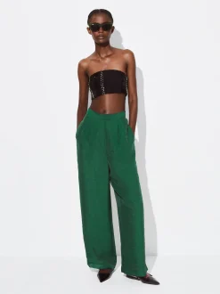 PARFOIS Schultertaschen>Wide Leg-Hose Mit Glänzendem Stoff Grün