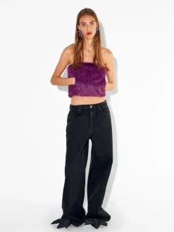 PARFOIS Strick|Pullover Und Jacke>Wide Leg-Jeans Schwarz