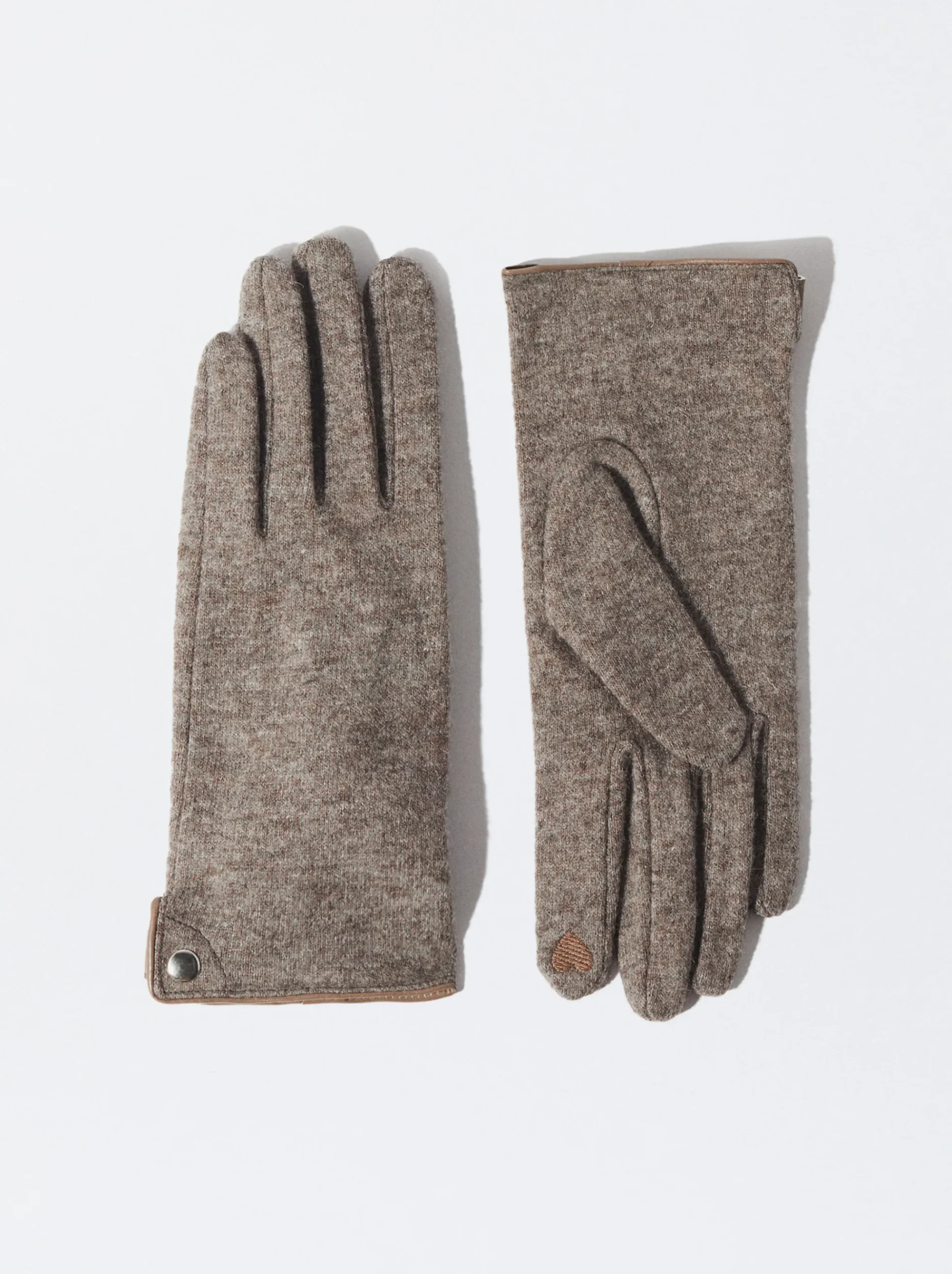 PARFOIS Rosagoldfarbene Uhr>Wollhandschuhe Braun