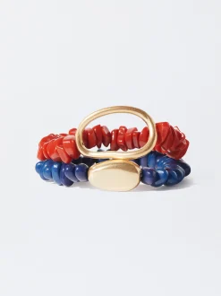 PARFOIS Set Ohrringen|Hoop-Ohrringe>Zweifarbiges Elastisches Armband Mehrfarbig